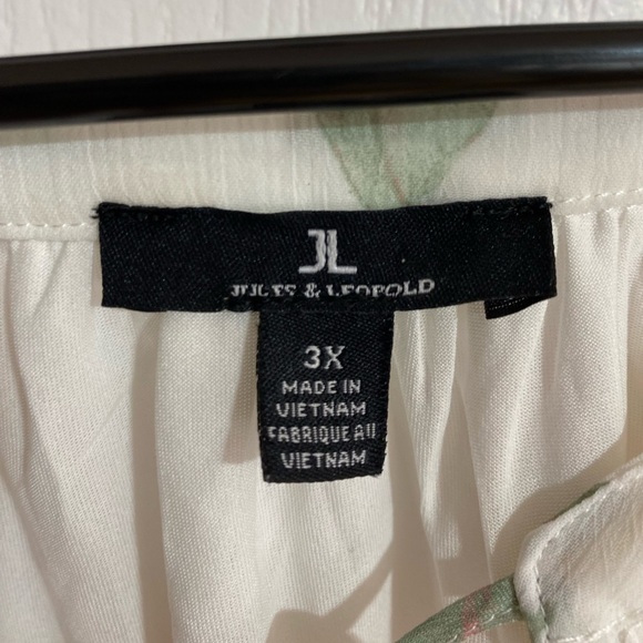 Jules & Leopold Floral Sheer Font Keyhole Tie Inner Liner Short Sleeve Blouse 3X - Picture 10 of 11